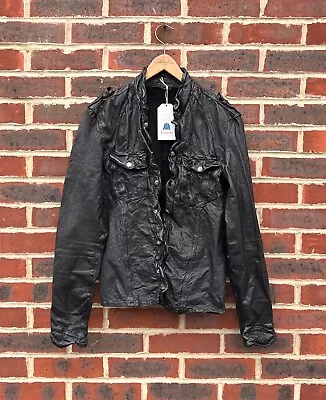 Buy 🔥🔥 *AWESOME* All Saints Mens MCKAY Leather Shirt Jacket SMALL BLACK Moto A158 • 219.99£