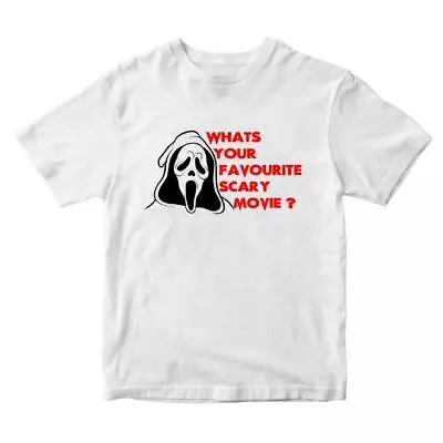 Buy Adults Kids WHAT'S YOUR FAVOURITE SCARY MOVIE Halloween T-Shirt Inspired Tee Top • 5.99£