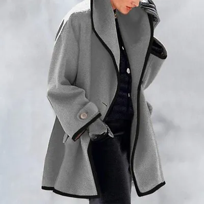 Buy Womens Baggy Hooded Trench Coat Outwear Ladies Winter Warm Jacket Lapel Overcoat • 19.89£