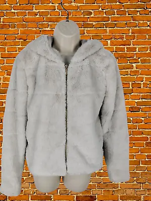 Buy Womens Only Size Uk Small Beige Teddy Bear Faux Fur Hooded Zip Up Jacket Coat • 9.59£