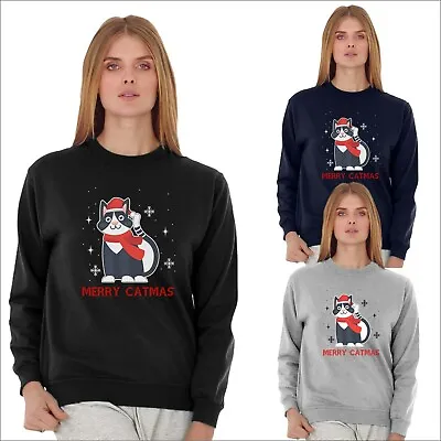 Buy MERRY CHRISTMAS Jumper Cat Lovers Gift Christmas Cat Xmas Theme Men Sweatshirt • 17.89£
