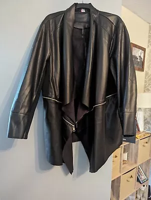 Buy Yours  Plus Size 32 Feux Long Leather Look Jacket Brand New Never Worn • 7£