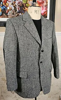 Buy Harris Tweed By Mario Barutti Sport Coat Men's 40/42 Superfine Wool Grey Jacket • 58.50£
