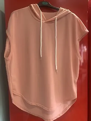Buy Ladies Peach Sleeveless Thin Breathable Hoodie Top SHEIN Only Worn Once • 4£