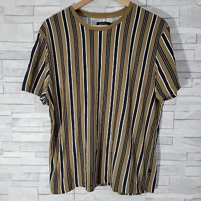 Buy Mens BURTON T Shirt Top Brown Striped Jersey Round Neck Cotton Large • 11.90£