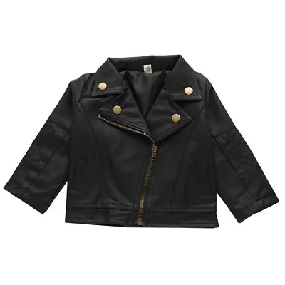 Buy Boys Girls Kids Leather Jacket Cool Baby Motorcycle Biker Coat Outerwear • 16.78£