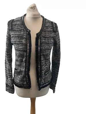 Buy Miss Selfridge Grey Black Wooly Bead Trim Long Sleeve Jacket Women Size 10 (FL04 • 11.49£