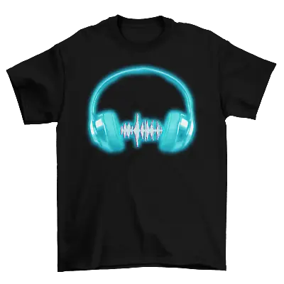 Buy Headphones Equaliser Mens T-Shirt Party Disco 90s Music RAVE DJ Vinyl Turntable • 8.99£