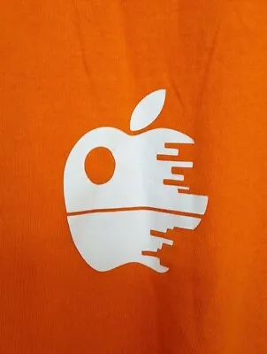 Buy Apple Logo / Death Star Fun Hybred Unofficial Orange Fruit Of Loom T-shirt Small • 2.99£