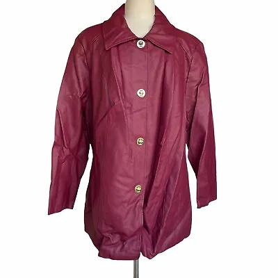 Buy DENNIS BASSO Faux Leather Jacket Women’s Plus 2X Dark Berry Turn Key • 58.38£