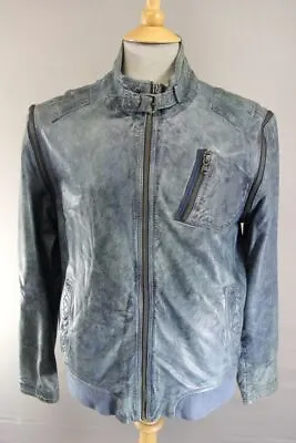 Buy Nils Sundstrom Denim Look Lamb Nappa Leather Jckt + Detachable Sleeves L/42-44in • 79£