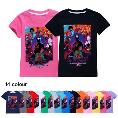 Buy New Spider-Man: Across The Spider-Verse Kids Casual T-Shirt Tops Birthday Gift   • 9.76£