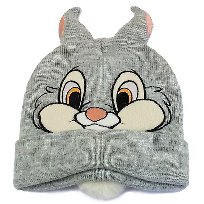 Buy Bambi Thumper Hat Official Knit 3d Rabbit Ears Beanie Disney Womens Novelty Grey • 16.59£