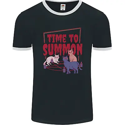 Buy Time To Summon Cats Lets Summon Demons Mens Ringer T-Shirt FotL • 11.99£