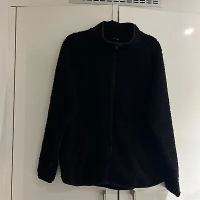 Buy Monki Black Women’s Teddy Bear Fleece Jacket Long Sleeve Size XL • 4.99£