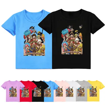 Buy Kids One Piece TV Cartoon Print 10% Cotton Short Sleeve T-shirt Summer Tee Tops • 8.99£