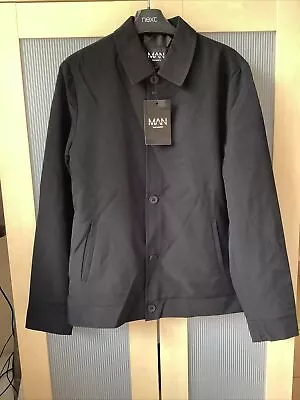 Buy Mens Black Plain Smart Harrington Jacket With Two Pockets Size Small Boohoo • 11.99£