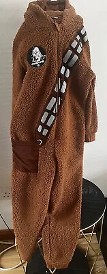 Buy Star Wars Brown Fleece Chewbacca Dress Up Hooded Pyjamas Age 8 Years • 9£