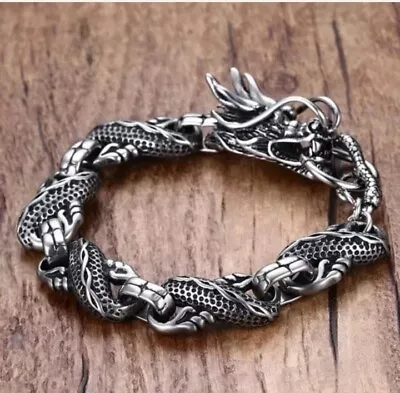 Buy Unique Vintage 3D Handmade Dragon Bracelet Gothic Jewelry Hip Hop Bangle Men • 9.89£