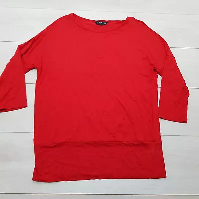 Buy F&F Winter Top T-Shirt Size 14 Red Plain Stretch Long Sleeve Autumn Casual • 5.99£