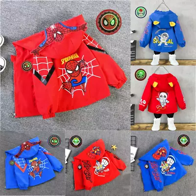 Buy Kids Boys Spiderman Windbreaker Jacket Sunscreen Trench Coat Hoodie Outerwear • 8.54£