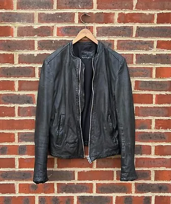 Buy *STUNNING* All Saints Mens COLLIDE Leather Biker Bomber Jacket MEDIUM • 299.99£