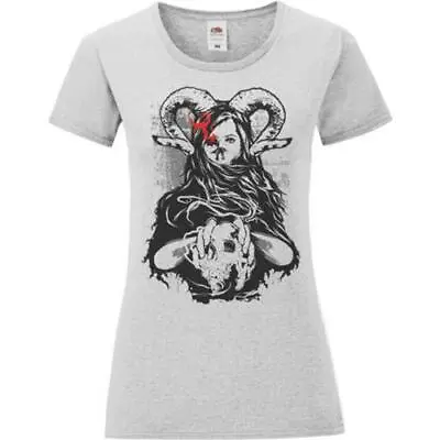 Buy Ladies Grey Demonic Goat Satyr Cursed Halloween Occult T-Shirt • 12.95£