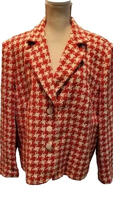 Buy Talbots Womens Coral/White Checkered Blazer Jacket Size 20W  • 28.92£