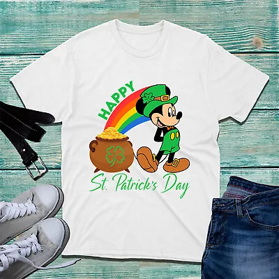 Buy Happy St Patrick's Day Rainbow Mickey Mouse T-Shirt Irish Leprechaun Cartoon Top • 9.99£