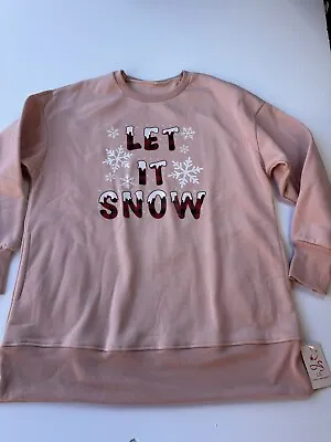 Buy Women’s Casual Apparel  Christmas Let It Snow Pink With Pockets Sz XL • 17.81£