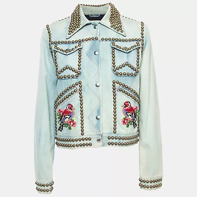 Buy Gucci Blue Bird Applique Denim Studded Jacket M • 4,233.39£