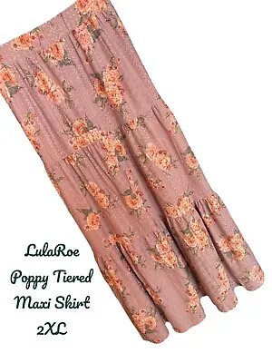 Buy NWT LulaRoe Poppy Maxi Skirt-Tiered- Pretty Lavender W/Florals Lined 3XL • 33.78£