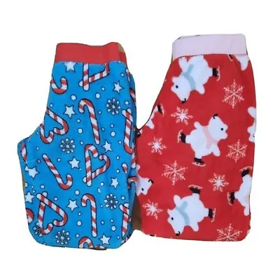 Buy NEW Pajama Pant Christmas 2 Piece Set Fuzzy Fleece Candy Cane Bear PJs Small • 19.21£
