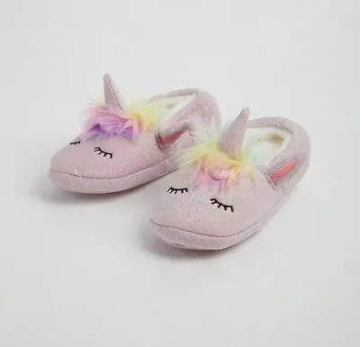 Buy Girls Kids Pink Glittery Unicorn Full Slippers  UK 1-2 • 10.99£