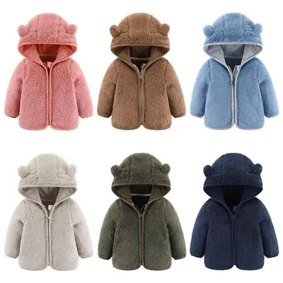 Buy Newborn Baby Boys Girls Teddy Bear Coat Winter Warm Hooded Furry Jacket Outwear • 9.49£
