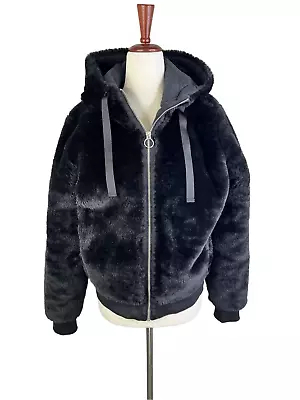 Buy Athleta Size XS Ladies Black Faux Fur Zip Long Sleeve Hoodie Jacket Never Worn • 37.60£