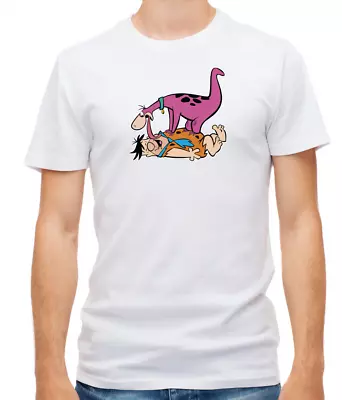 Buy The Flintstones Characters White / Black Short Sleeve Men T Shirt L022 • 9.51£