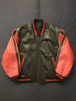 Buy Leather Jacket Mens Large Ykk Red And Black  • 252.99£