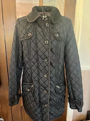 Buy Next Size 12 Black Diamond Quilted Padded Classic Country Jacket Corduroy Collar • 4£