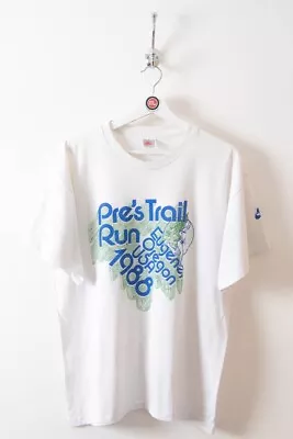 Buy Vintage Nike T-Shirt 80s 1988 Pre's Trail Run Eugene Oregon USA White • 150£
