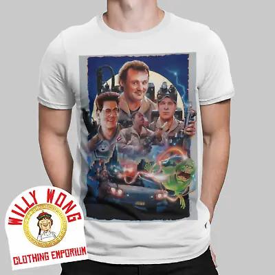 Buy Ghostbusters T-Shirt Ecto 1 Poster Movie Retro Tee 80s 90s Cartoon Slimer USA • 6.99£