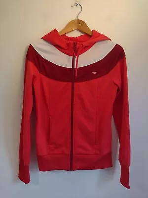 Buy Ladies Puma Hoodie Track Jacket Size UK 10 Coral Red Retro Shiny Hoody Hooded  • 9.99£