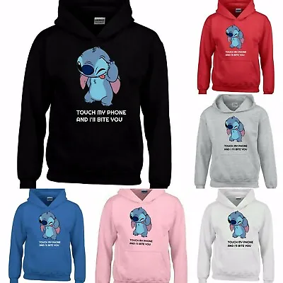Buy Stitch-touch My Phone Novelty Youtubers Funny Hoodie Men Women Kids Teen Unisex • 19.99£