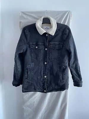 Buy HOLLISTER Black Fleece Lined Denim Jacket Size S • 20£