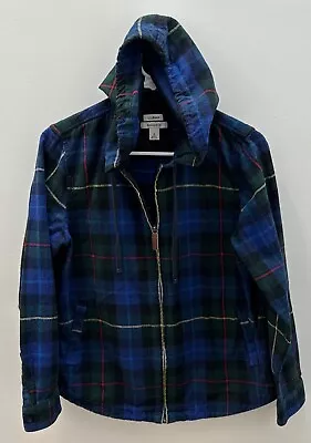Buy LL Bean Hoodie Women's Scotch Plaid Flannel Relaxed Fit Full Zip Up Jacket SizeS • 23.68£
