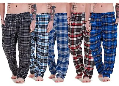 Buy Mens Flannel Pyjama Bottoms Brushed Cotton Check Lounge Pants Nightwear M-5XL • 11.95£