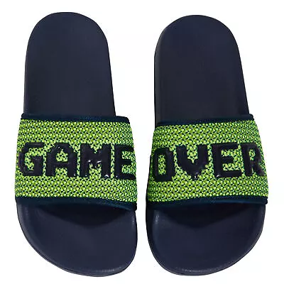 Buy Boys Game Over Sliders Kids Gamer Sandals Summer Pool Shoes Beach Flip Flops • 7.95£