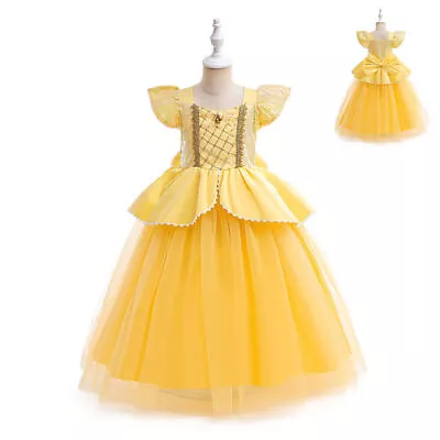 Buy Girl's Beauty And The Beast Princess Belle Fancy Dress Up Costume Party Clothing • 17.03£