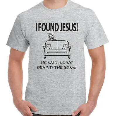 Buy Atheist T-Shirt Mens I Found Jesus He Was Hiding Behind The Sofa Funny Atheism • 10.94£