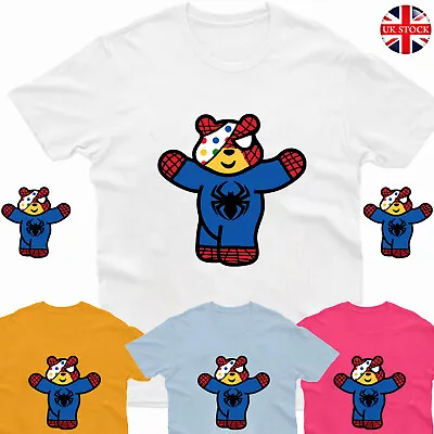 Buy Spiderman Pudsey Bear Kid Tshirt Children In Need Spotty School Day Xmas T-shirt • 7.99£